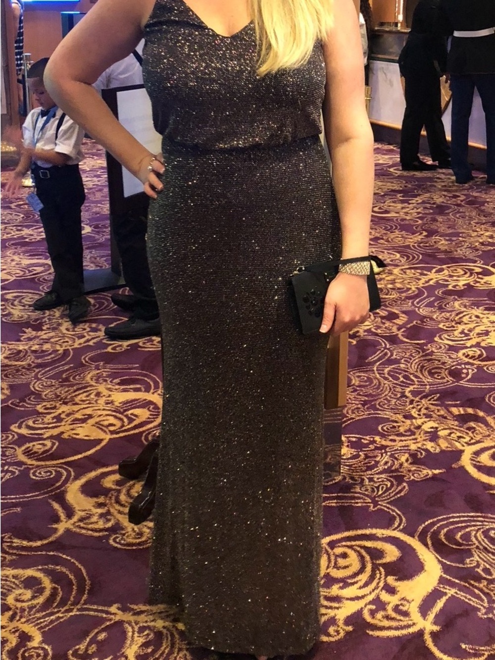Calvin Klein Metallic Black Maxi Dress